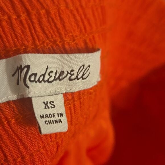 Madewell Orange Midi A-Line Skirt with Pleats and Slit for Resort Wear - Picture 7 of 7